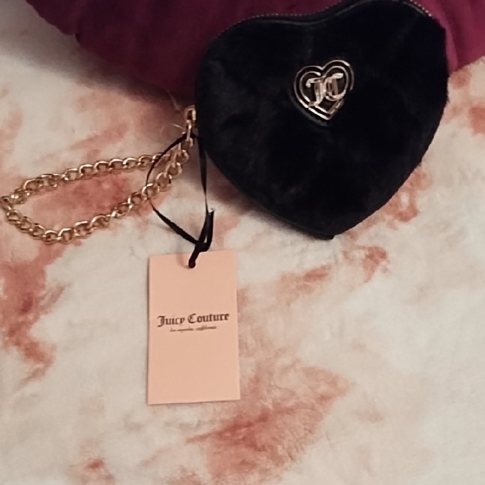 Juicy Couture Black and Gold Heart Clutch